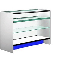 Прилавок остеклённый 900*500*900 2 стекл. полки ПП02-900, синий. (н)